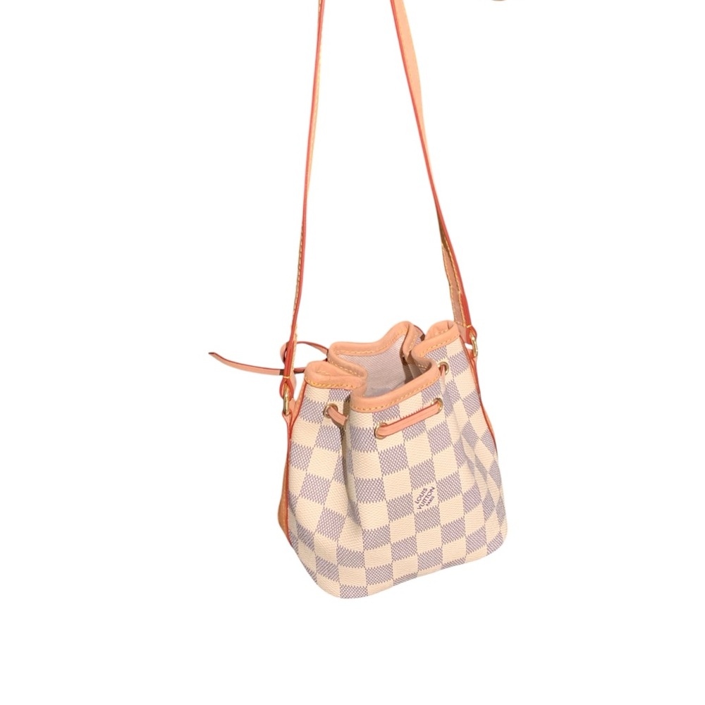 🆕 Louis Vuitton Style Nano Noe White Monogram Canvas Shoulder Bag 🆕